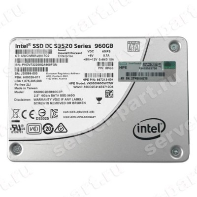 Твердотелый Накопитель SSD HP (Intel) SSD DC S3520 Series SSDSC2BB960G7P 960Gb 450Мб/сек TRIM 3D1 MLC AES 6G SATAIII 2,5" 7mm For Gen7 Gen8 Gen9 Gen10(VK000960GWCNR) (ХПЕ) Твердотелый Накопитель SSD HP (Intel) SSD DC S3520 Series SSDSC2BB960G7P 960Gb 450Мб/сек TRIM 3D1 MLC AES 6G SATAIII 2,5" 7mm For Gen7 Gen8 Gen9 Gen10(VK000960GWCNR) (ХПЕ)