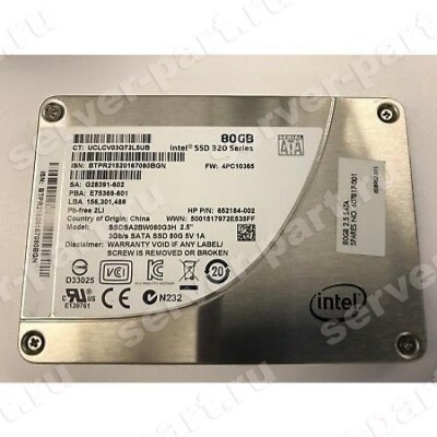 Твердотелый Накопитель SSD HP (Intel) SSD 320 Series SSDSA2BW080G3P 80Gb MLC 3G SATAII 2,5" 7mm For G5 G6 G7(VO0080ECHPK) (ХПЕ) Твердотелый Накопитель SSD HP (Intel) SSD 320 Series SSDSA2BW080G3P 80Gb MLC 3G SATAII 2,5" 7mm For G5 G6 G7(VO0080ECHPK) (ХПЕ)